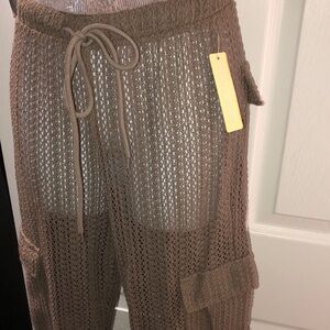 Riley & James Brown Wide Leg Pants with Drawstring Waist